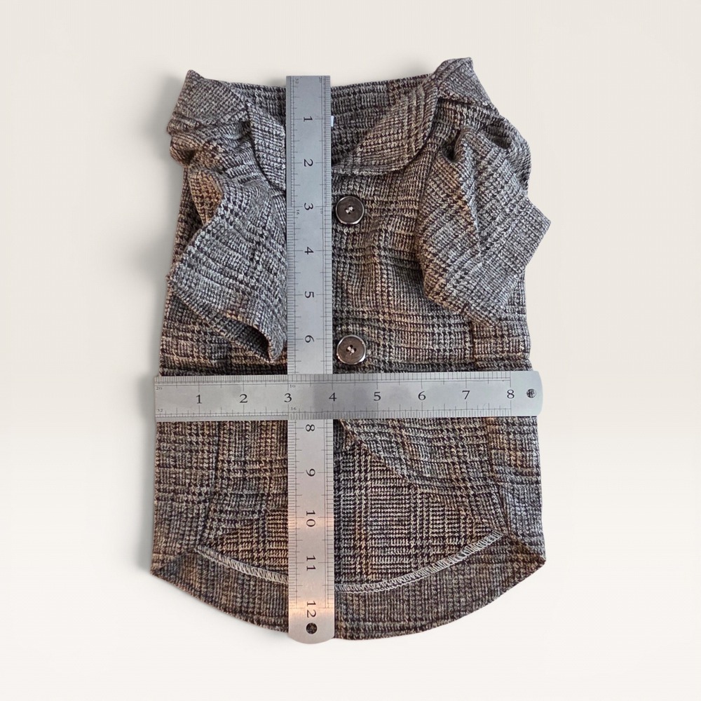 Plaid Dog Blazer Brown Grey Two‎ Button Pet Jacket Small - Picture 9 of 10